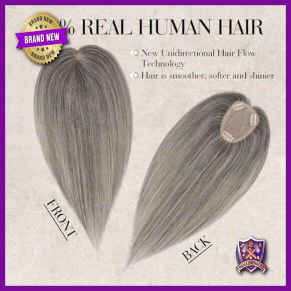 Real Human Hair Topper for Thin Hair, 3.5x4.7 Inch Scalp Base, 10 Inch Length